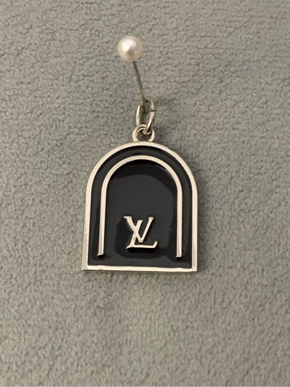 Upcycled Black Enamel LV Arch Necklace Pendant